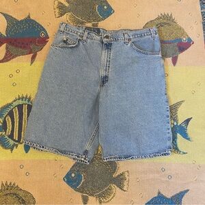 Levi wide leg orange tab jean shorts